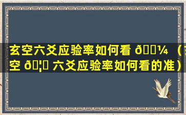 玄空六爻应验率如何看 🐼 （玄空 🦍 六爻应验率如何看的准）